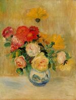 Vase of roses and dahlias 1884
